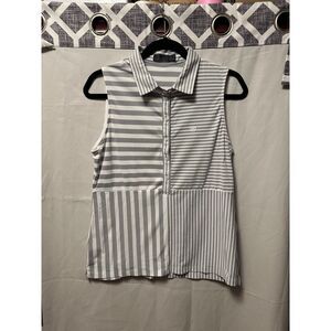 Women's GFORE Perforated Stripe Sleeveless Golf Short Sleeve Tee Size Medium